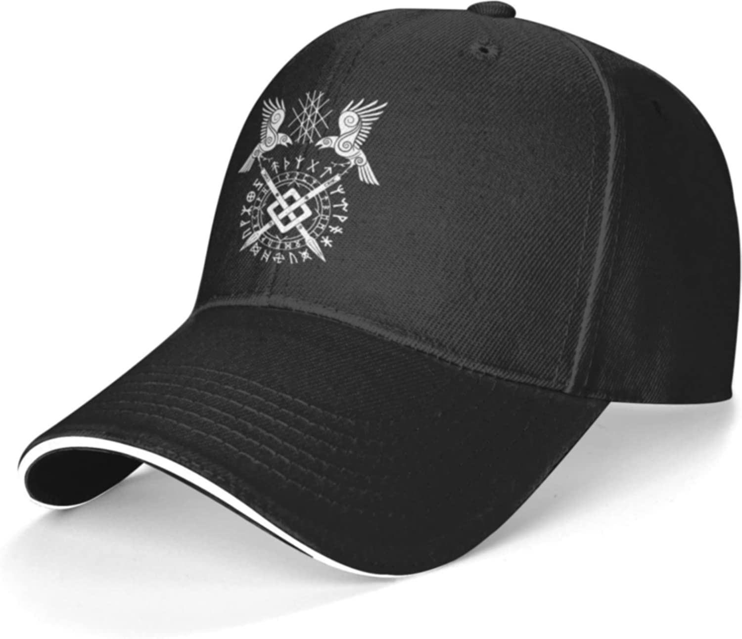 fifbird Twin Ravens of Odin Norse Pagan Symbol Baseball Cap Classic Adjustable Hat Black
