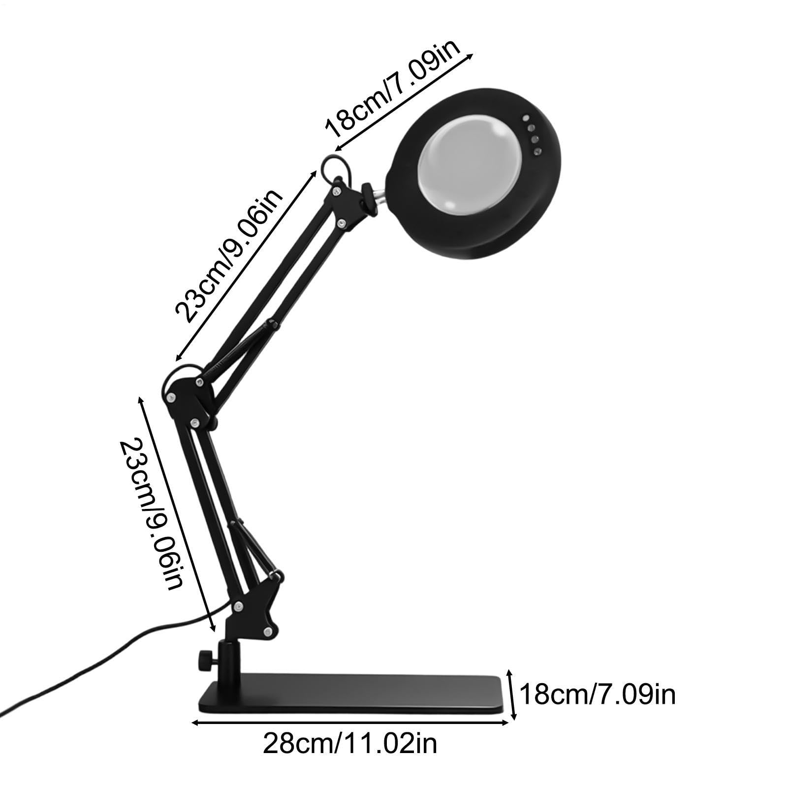 Lampada da Tavolo con Lente d'Ingrandimento Pieghevole 10 livelli di