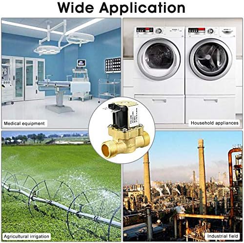 KLYNGTSK Water Valve 1/2" AC 220V Normally Closed Brass Electric Solenoid 2 Way Water Solenoid Valve Magnetic Pressure Regulating Valve for Washing Machine, Water Dispenser and Garden Spray Irrigation