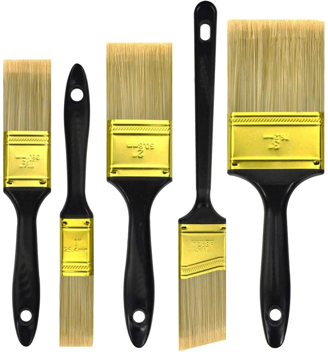 Great Andrew Set di 5 pennelli multiuso di grande valore (3,5 pollici 1,5 pollici 1,5 angoli SASH 1,5 pollici), pennelli da pittura, set di pennelli per recinzioni di mobili e finiture da parete