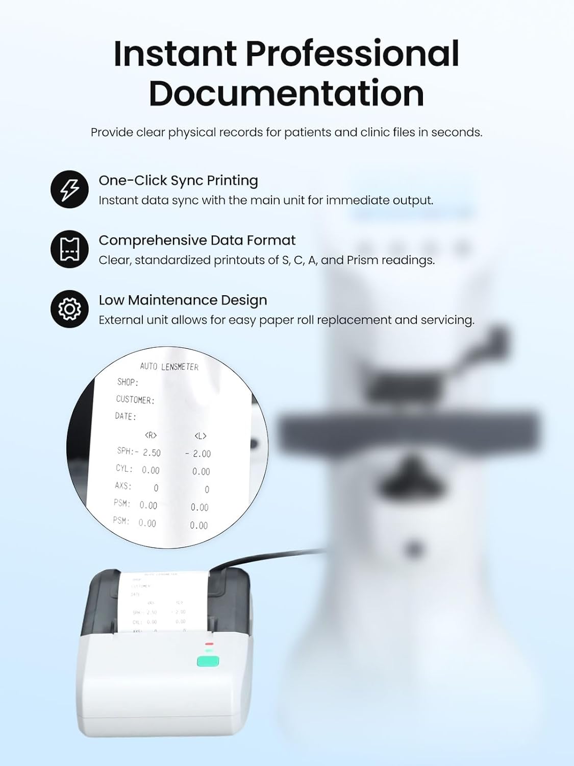 Lensometer Focimeter 3.5" True Color Monitor Auto Lensmeter Optics Instruments Digital Lensometer Pd with Printing D900