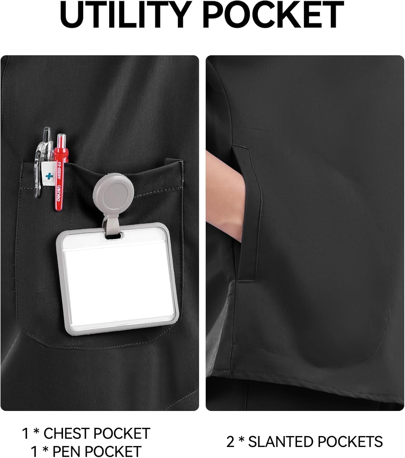 Medical Scrub Tops for Women - Mandarin Collar, Relaxed Fit, 4-Pocket Design, Shirttail Hem, Soft Stretch Scrub Shirts - Image 3