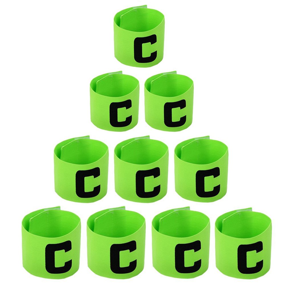 Captain Armband Football Soccer Armband for Kids and Adult Pack of 10 (Green)