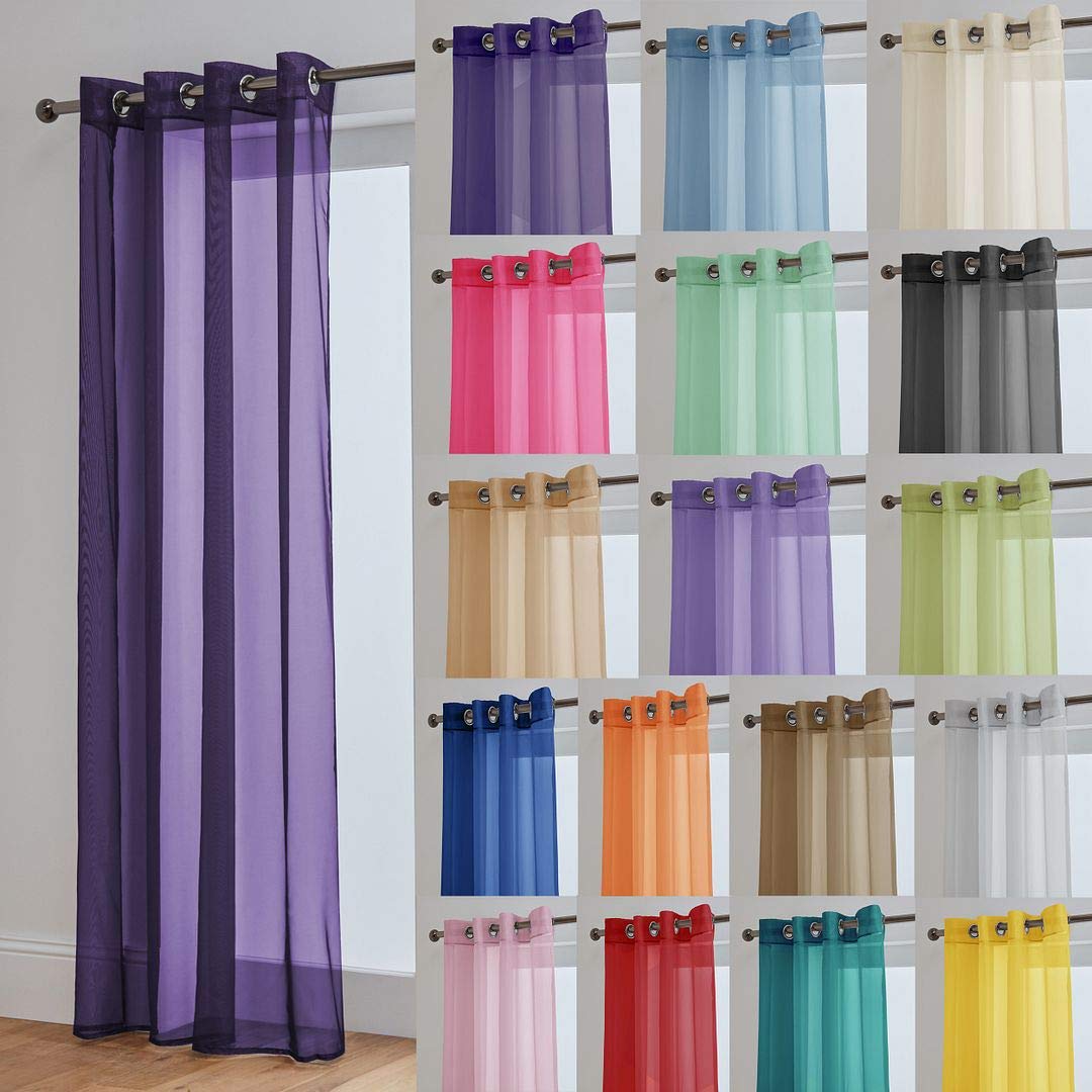 John Aird Lucy Voile Curtain - Eyelet - 1x Curtain Panel (Aubergine, 58" Wide x 90" Drop)