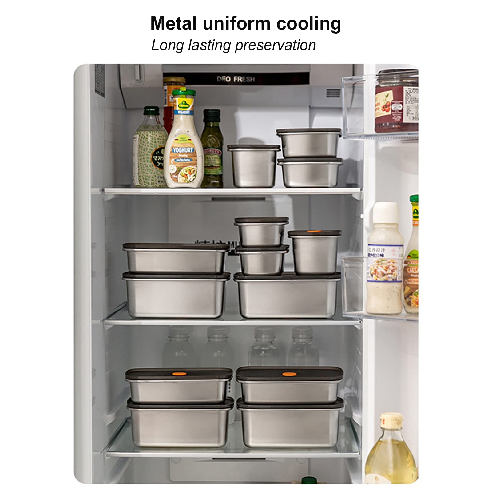 3 Piezas de Contenedor Grande de Almacenamiento de Alimentos de Acero Inoxidable 304 con Tapas Contenedores Herméticos de Metal for Alimentos Contenedores Apilables for Preparación de Comidas for Cong