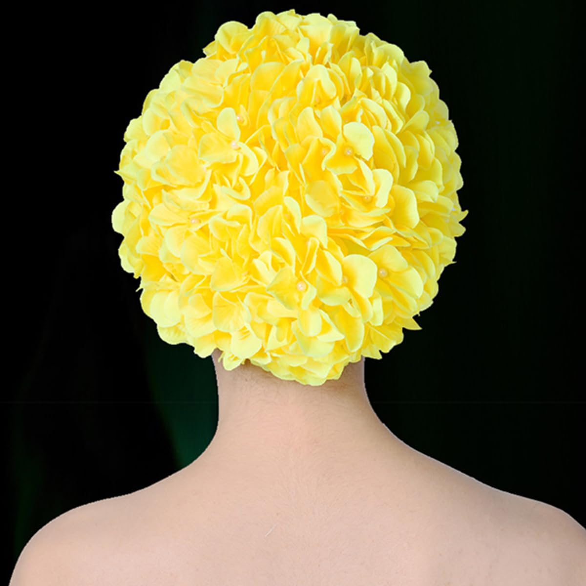 WINOMO Gorro de natación de Moda con pétalos Florales, Gorro de baño Elegante, Talla L para Mujer