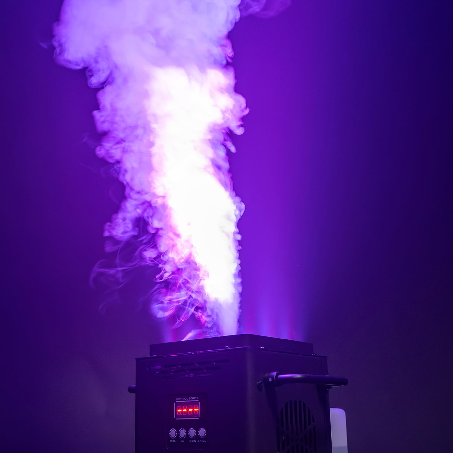 QTX VertiBox - Nebbia verticale compatta a LED, effetto fumo e luce per DJ, discoteca, palcoscenico, Natale e Halloween, telecomando wireless, DMX, LED RGB