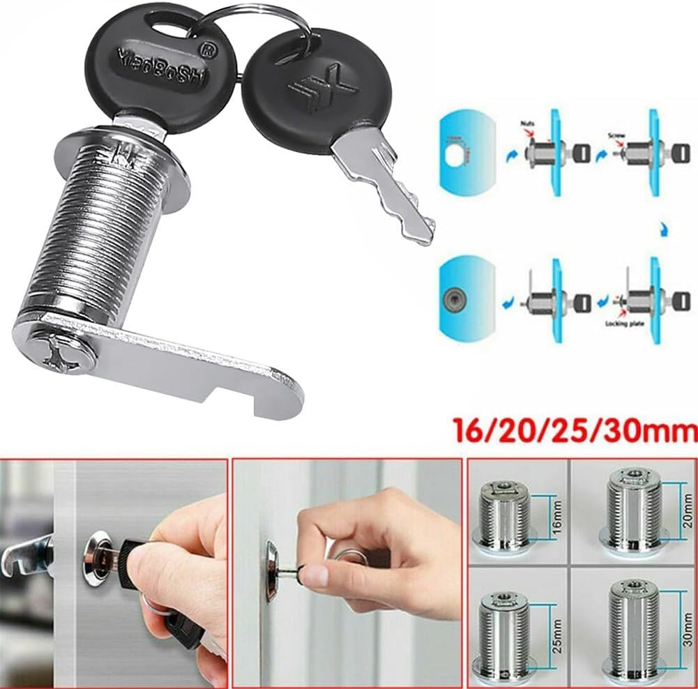 Reliable For Cabinet Lock with 2 Keys for Locking Drawers, Tool For Cabinets, and Mailboxes 19mm Hole Diameter Recommended (30mm)