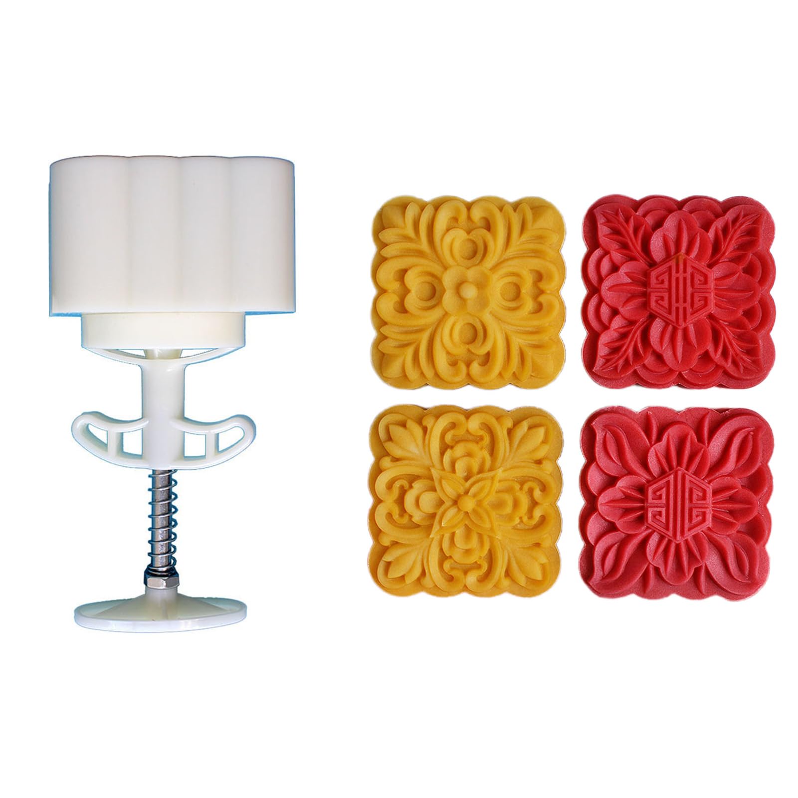 Snorvixre MidAutumn Festival Desserts Maker Square Flower Pattern Molds Cookie Stamp Hand Press Cookie Dessert Cutter Maker