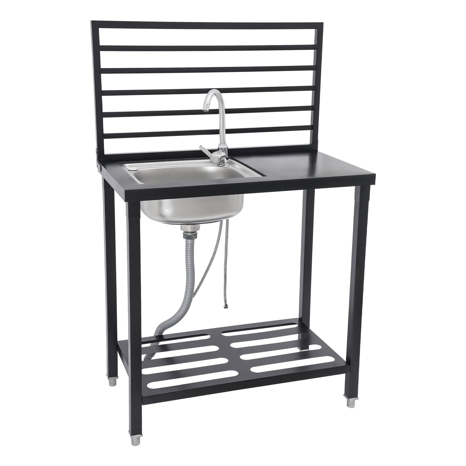 Évier cuve simple en acier inoxydable pour charges lourdes 200kg avec pieds réglables