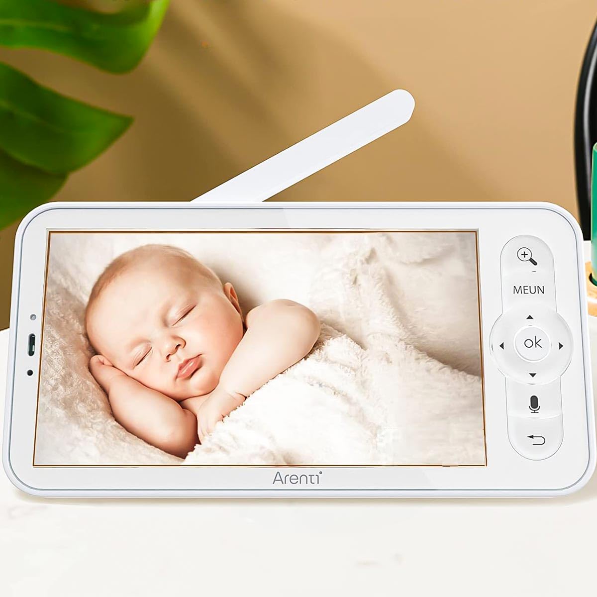 ARENTI AINanny - Telefono video 2K UHD con schermo LCD da 12,7 cm (5"), funzione girevole e inclinabile con tracciamento automatico