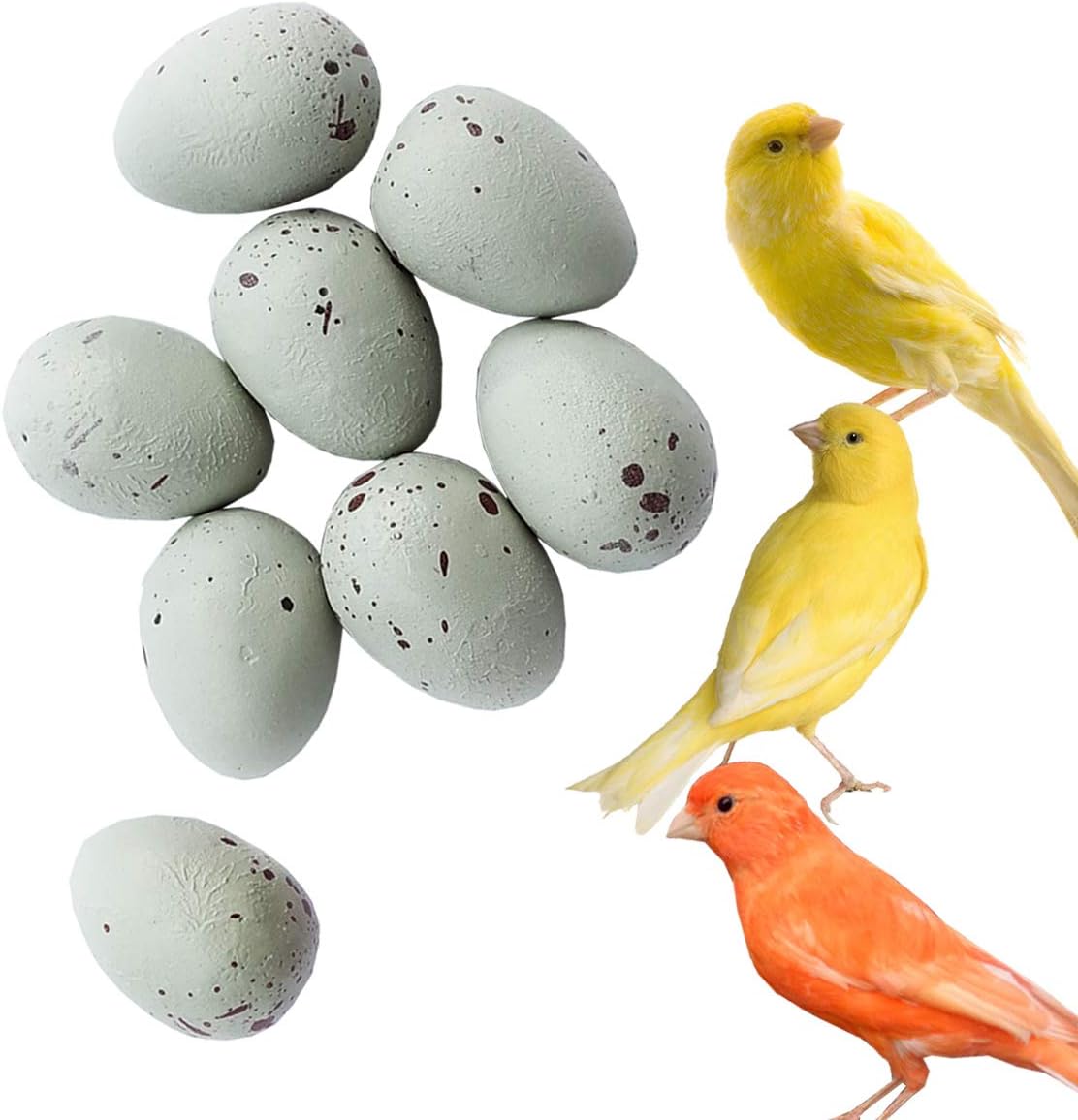 FOIBURELY 8 Pcs Solid Canary Dummy Eggs Hatching Eggs Trick The Birds to Stop Laying Eggs, Dummy Eggs（19mm13mm）