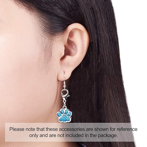 Miniatura 3 de Abalorio esmaltado con estampado de pata de perro y gato con purpurina en polvo de aleación de esmalte de gato y perro, dijes para llavero, joyería