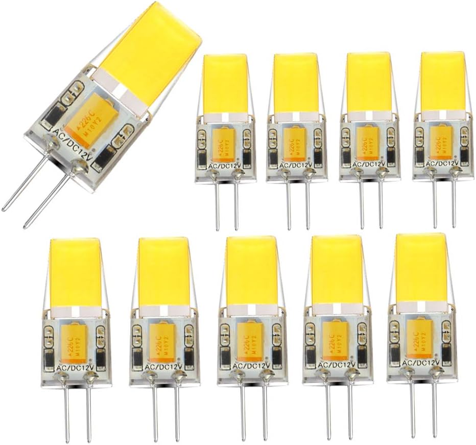 G4 LED Bulb Daylight White 6000k 12V AC/DC 2.5W (25W Halogen Replacement) LED Bulbs Bi-Pin Base Ceiling Lighting 10 Pack