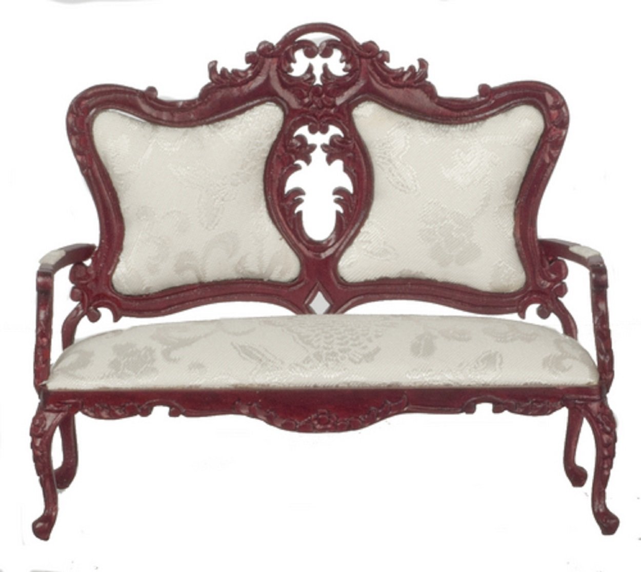 Melody Jane Maison de Poupées Déguisement Victorienne Acajou Blanc Canapé Miniature Meuble Salle de Séjour