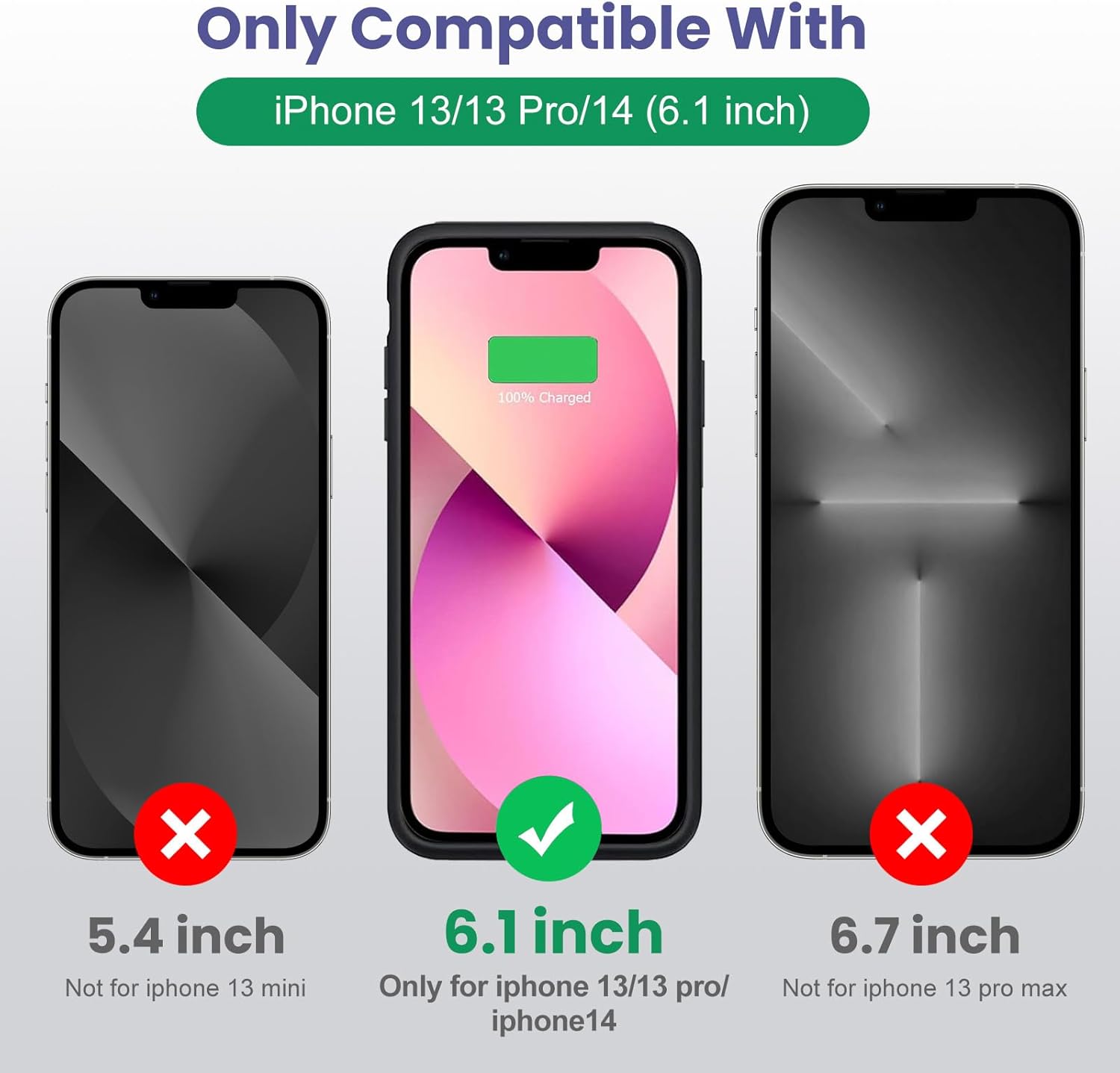 Pxwaxpy Battery Case for iPhone 14/13/13 Pro (6.1 Inch), [2024 Upgraded] Ultra-Slim 7500mAh Portable Extended Charger Case Cover for iPhone 14, iPhone 13, iPhone 13Pro Charging Case (Black)