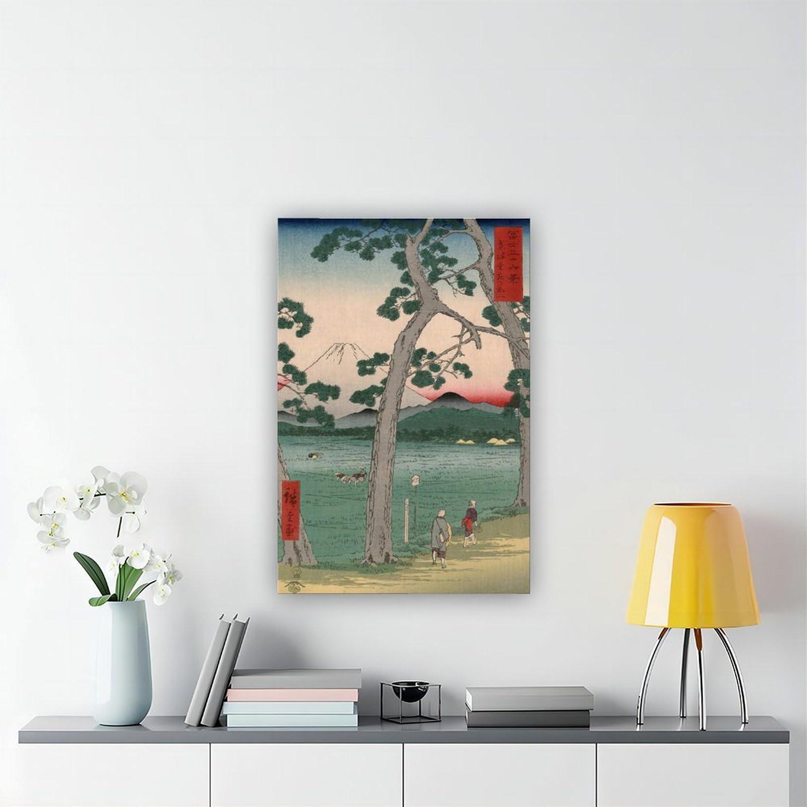 ANFOTCM Hiroshige, Tokaido Hidarifuji, praca na polach ryżowych, japoński plakat do pokoju estetyka płótno sztuka ścienna plakat i druk 20 x 30 cali (50 x 75 cm)