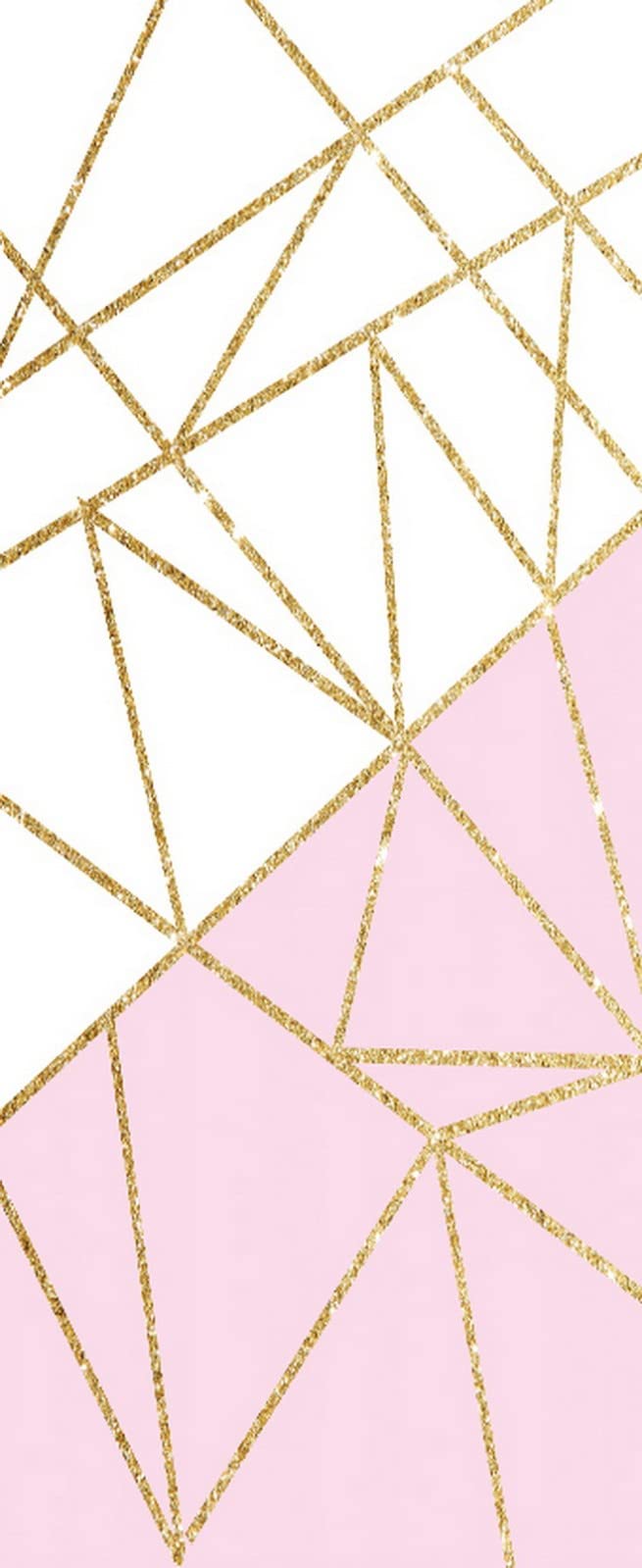 3D Door Stickers for Interior Doors Pink and White Triangles with Golden Lines Geometric Texture Vinyl Removable Self Adhesive Door Poster Wallpaper Mural Decals for Bedroom Bathroom