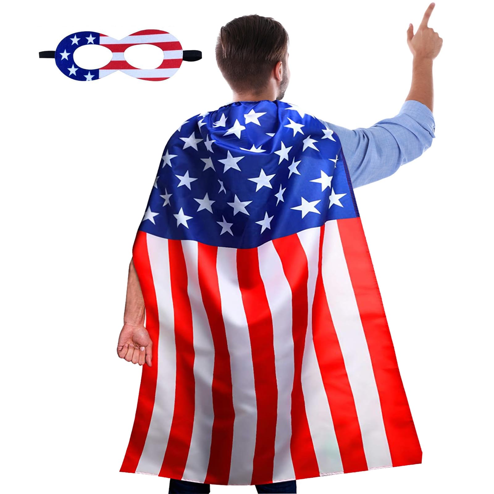 Maklulu American Flag Costume Cape, 4th of July American Flag Cape USA Patriotic Flag Cloak