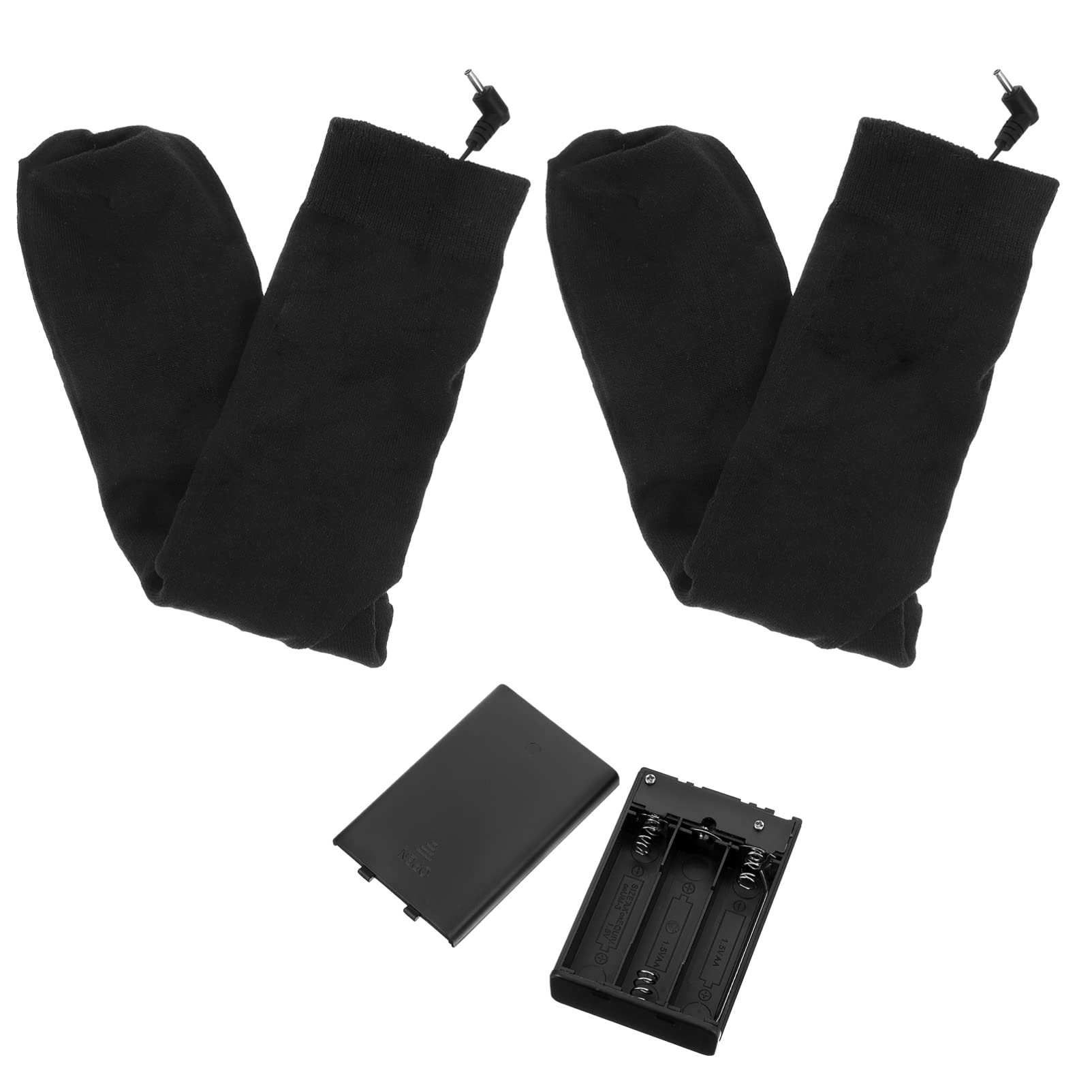 INOOMP 2 Paar Schicht Wärmende Warme Winterwärmer für Camping Praktische Batterie Dicke Motorräder Fuß Ski Schwarze Baumwolle Doppelsocke Wandern Thermo Männer Exquisite Elektrische Frau