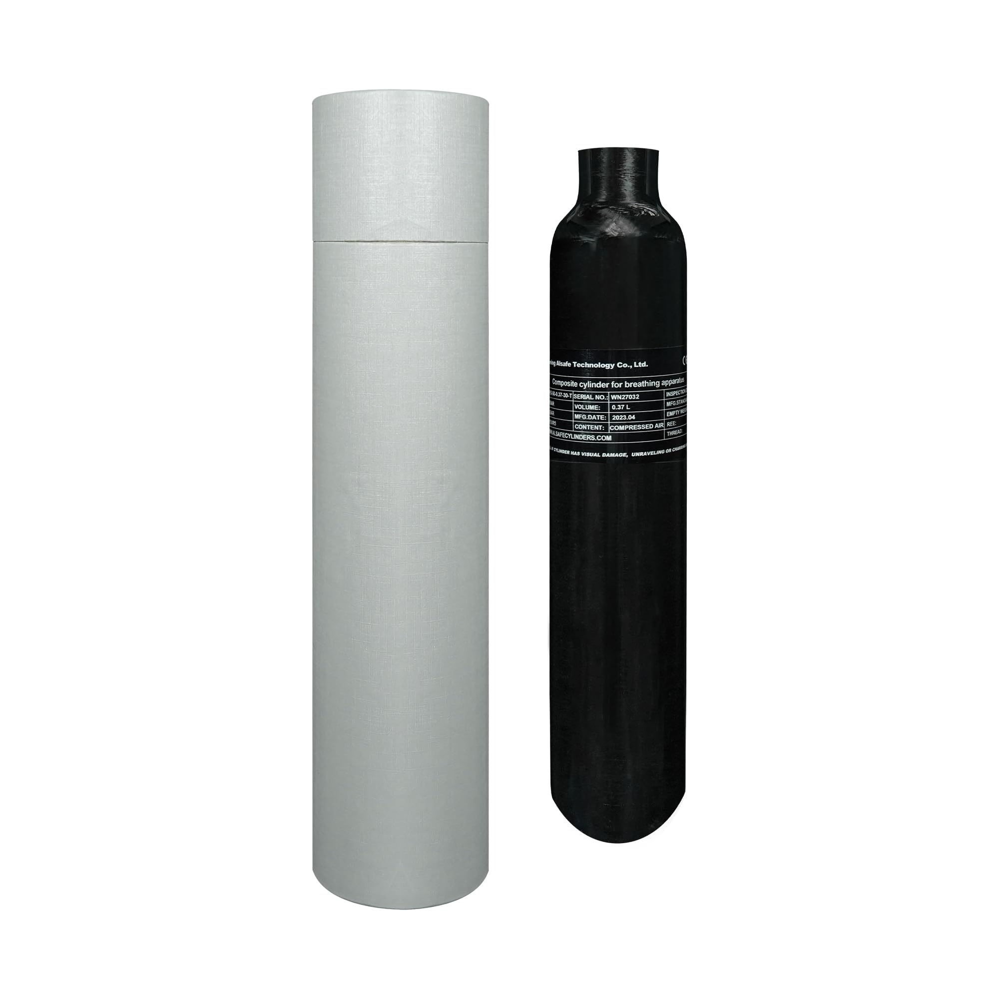 TUXING 300Bar/4500Psi 0.37L in Fibra di Carbonio HPA Serbatoio, PCP Aria Serbatoio Cilindro di Gas 22Cu in 370cc, per PCP Armi ad Aria Paintball Pistola da Caccia Daystate Filettatura M18 * 1,5