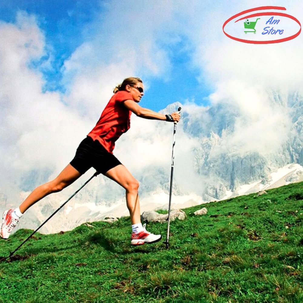 Bastoni da Trekking Allungabili da 70 cm fino a 135 cm, Set 2 PEZZI, Manico in Sughero Antiscivolo, per Escursioni Salita Montagna Alpinismo Sci Nordic Walking.