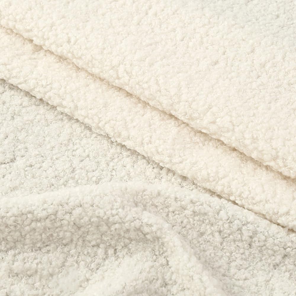 200cm x 160cm Teddyfell Stoff Weich Teddy Samtstoff Plüschstoff Schlingenplüsch Warm Dekostoff Nähstoffe für DIY Sofas Kissen Mäntel Kleidungs Spielzeugstoffe Heimdekoration,Creme