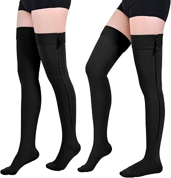 Zipper Compression Stockings for Women Men,Thigh High Compression Socks