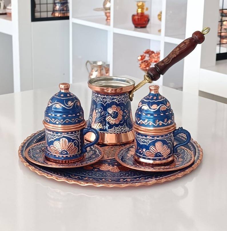 OHVVGN Turkish Coffee Set, Turkish Coffee Cup Set, Copper Coffee Set, Copper Coffee Pot, Coffee Set
