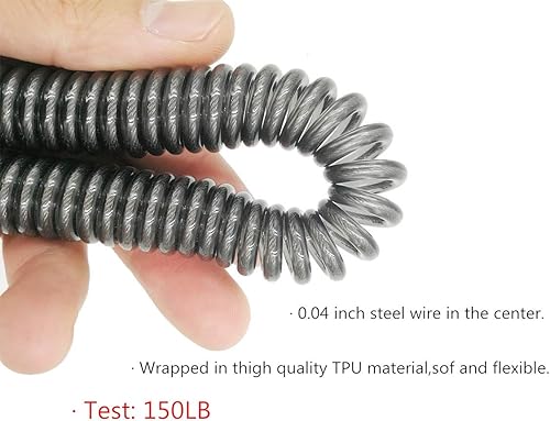 Miniatura 9 de Cordón retráctil de 10 pies a 150 libras de acero inoxidable en el interior de cuerda de seguridad de pesca resistente, cuerda de extensión para