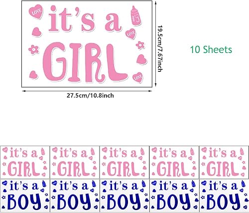 Miniatura 2 de Calcomanías de globo para revelación de género, 10 unidades, diseño de texto en inglés "It's a Boy Or It's a Girl" ("It's a Boy Or It's a Girl"),
