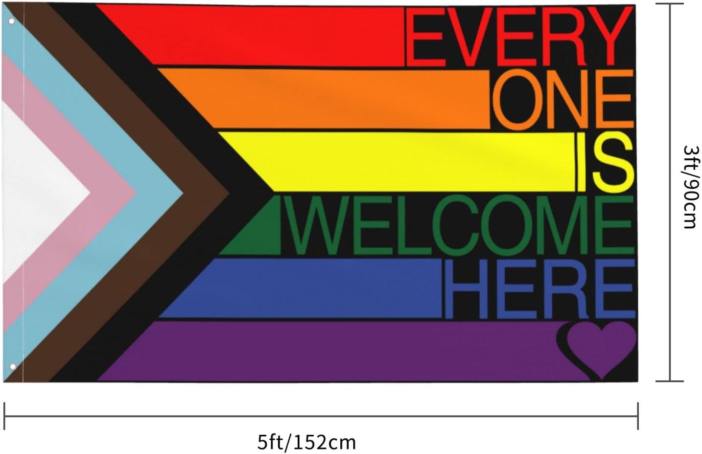 Progress Pride Flag 3x5 Foot LGBTQ Rainbow Lesbian Gay Bisexual Trans Flags with Brass Grommets for Outside Yard Outdoor Lawn - Image 2