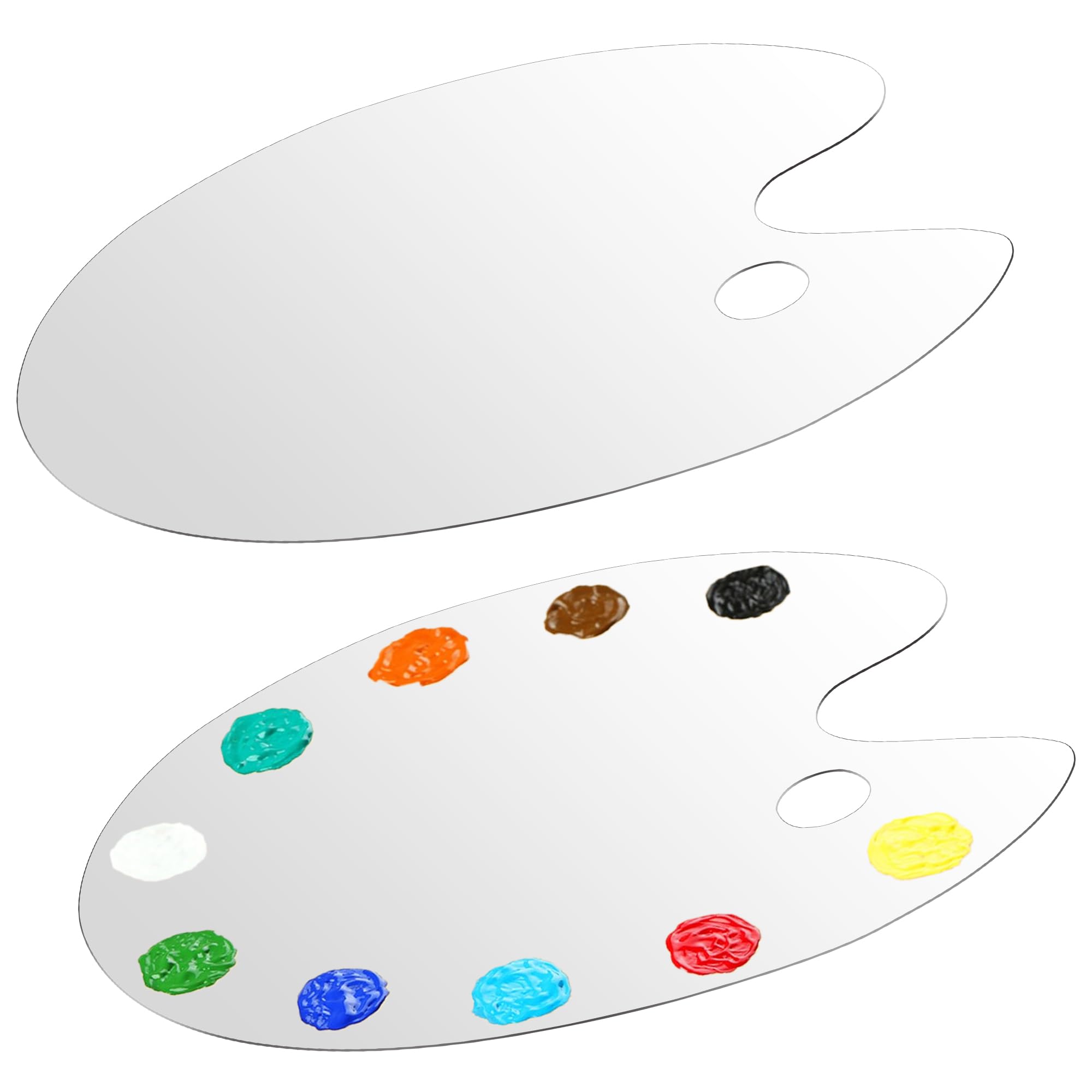 Paletas de pintura acrílica transparente 30x40 cm con agujero para pulgar set de 2 piezas