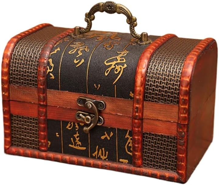18cm Vintage Jewelry Box Old Item Storage Box Treasure Chest, Red
