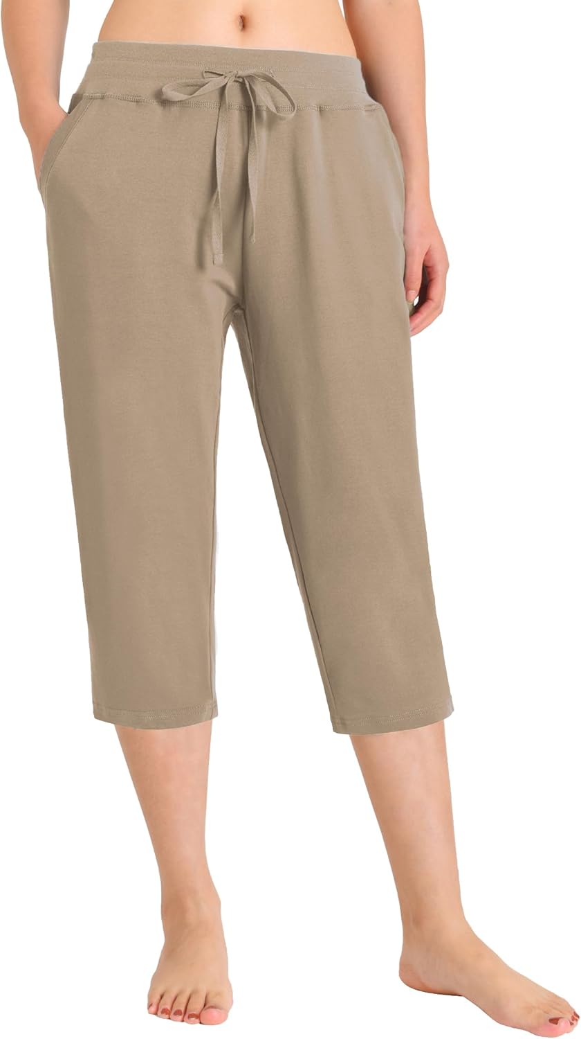 Weintee Women's Cotton Capri Pants with Pockets