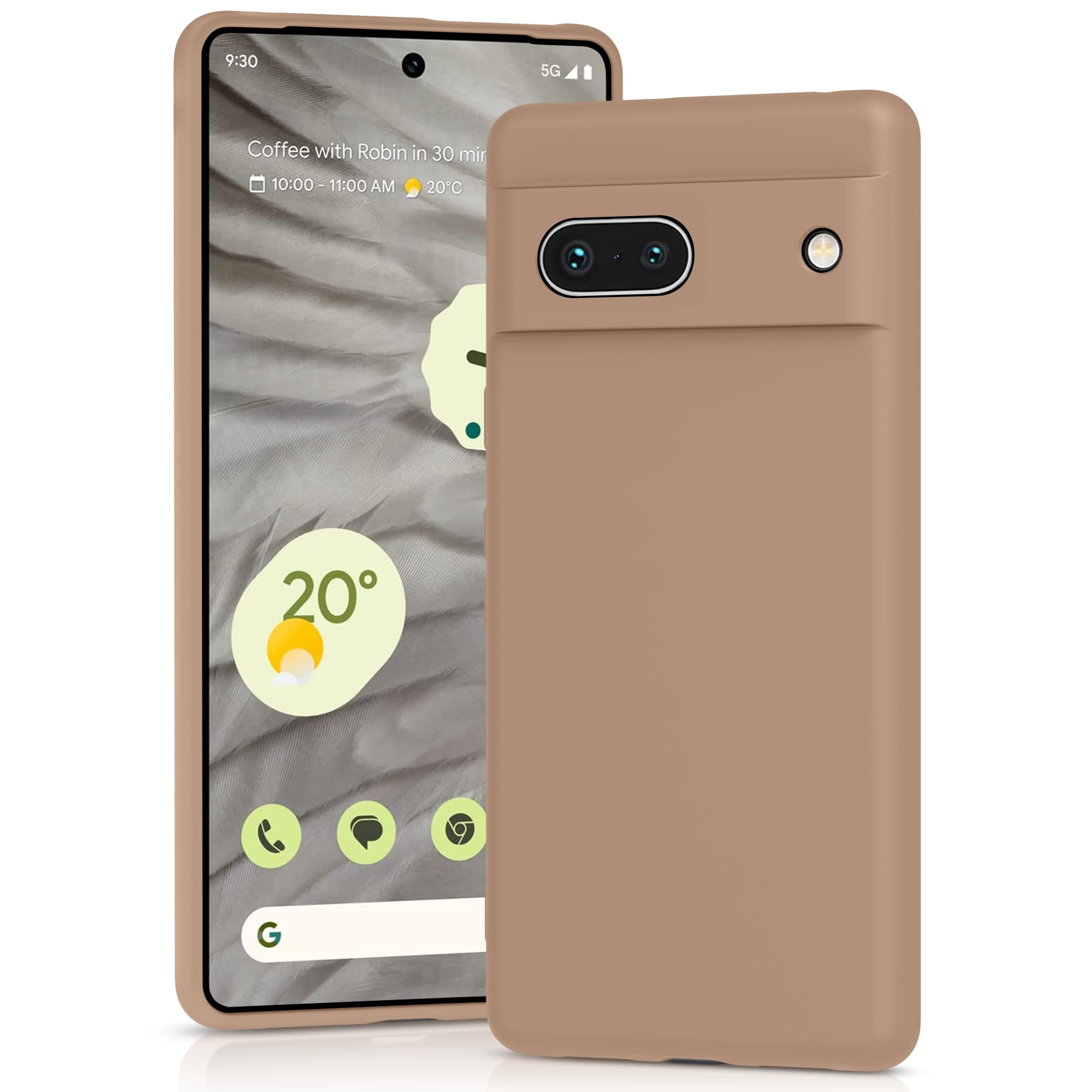 YATWIN Hülle für Google Pixel 7a, Silikon Handyhülle mit Futter, 1mm Kamera und Displayschutz, Dünn & Leicht, Anti Kratzer Case, Milchtee