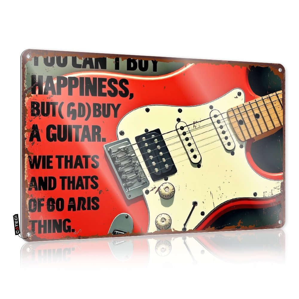 Fzfn Colour Vintage Farmhouse Signs, Rooms Decorations Haves You Can't Buy Happiness, But (Gd) Buy A Guitar. | Farmhouse Room Decor(20X30cm)
