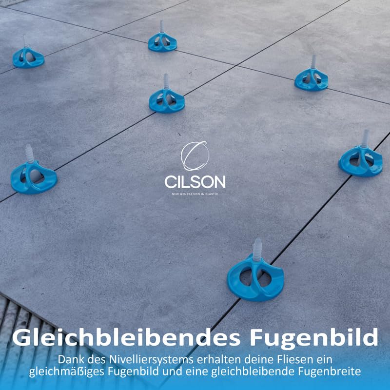 CILSON - Fliesen Nivelliersystem Tornado, 1,5 mm 10.000 Teiliges Set Tornado, 8.000 Stück Gewindelaschen + 2.000 Gewindehaube, Fliesenverlegehilfe