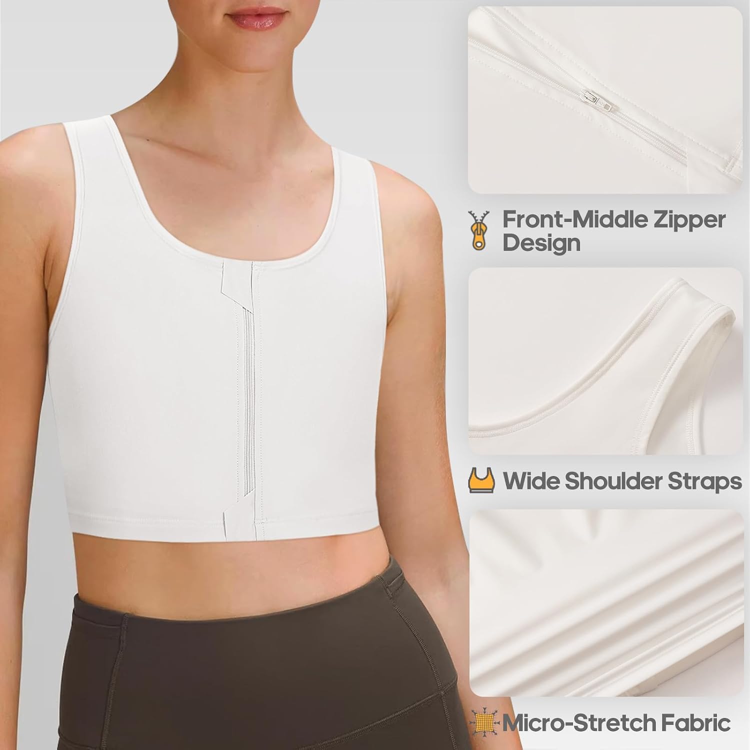 GCTBL Transgender FTM Chest Binder Half Zip Up Binder Bra Breathable Breast Binder