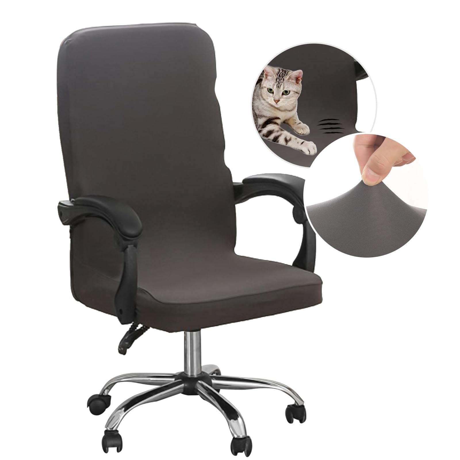 Dioxide Funda para Silla de Oficina, Fundas Silla Oficina Desmontable Elástica Cremallera Lavable Universal para Sillas de Computadora, Sillas de Escritorio (Sin Silla) (Gris Oscuro M)