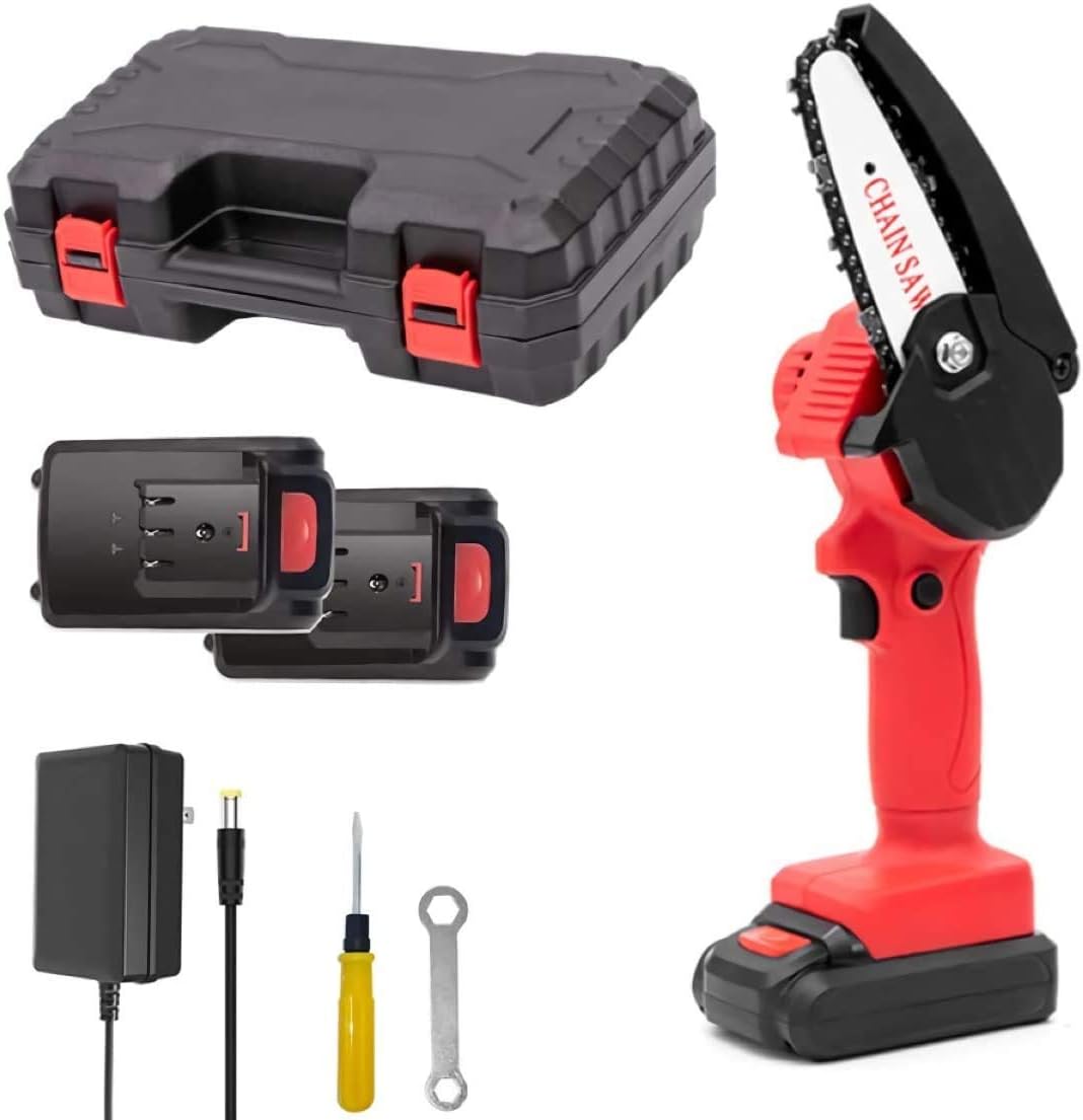 4 Inch Mini Cordless Chainsaw with 2 Batteries Electric