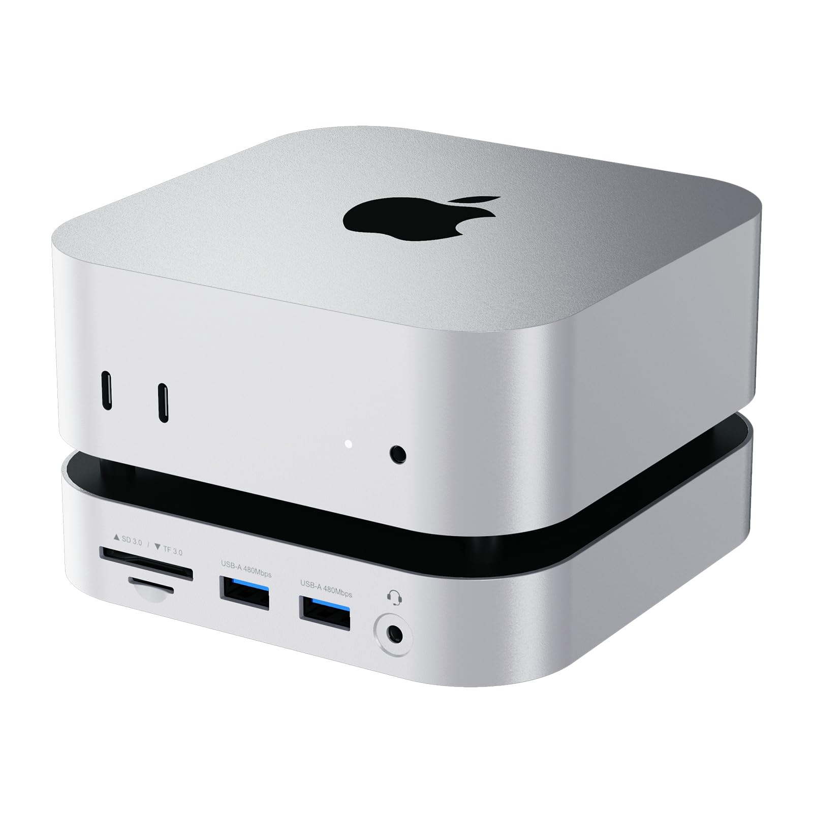 Netac Mac mini M4 Hub e supporto 9 in 1 con alloggiamento NVMe SSD da 10 Gbps (fino a 8 TB), dock con USB 3.2 x 2 e USB 2.0 x 2, porta 4K 240Hz DP 1.4 / audio 3,5 mm / audio 3,5 mm, SD/TF