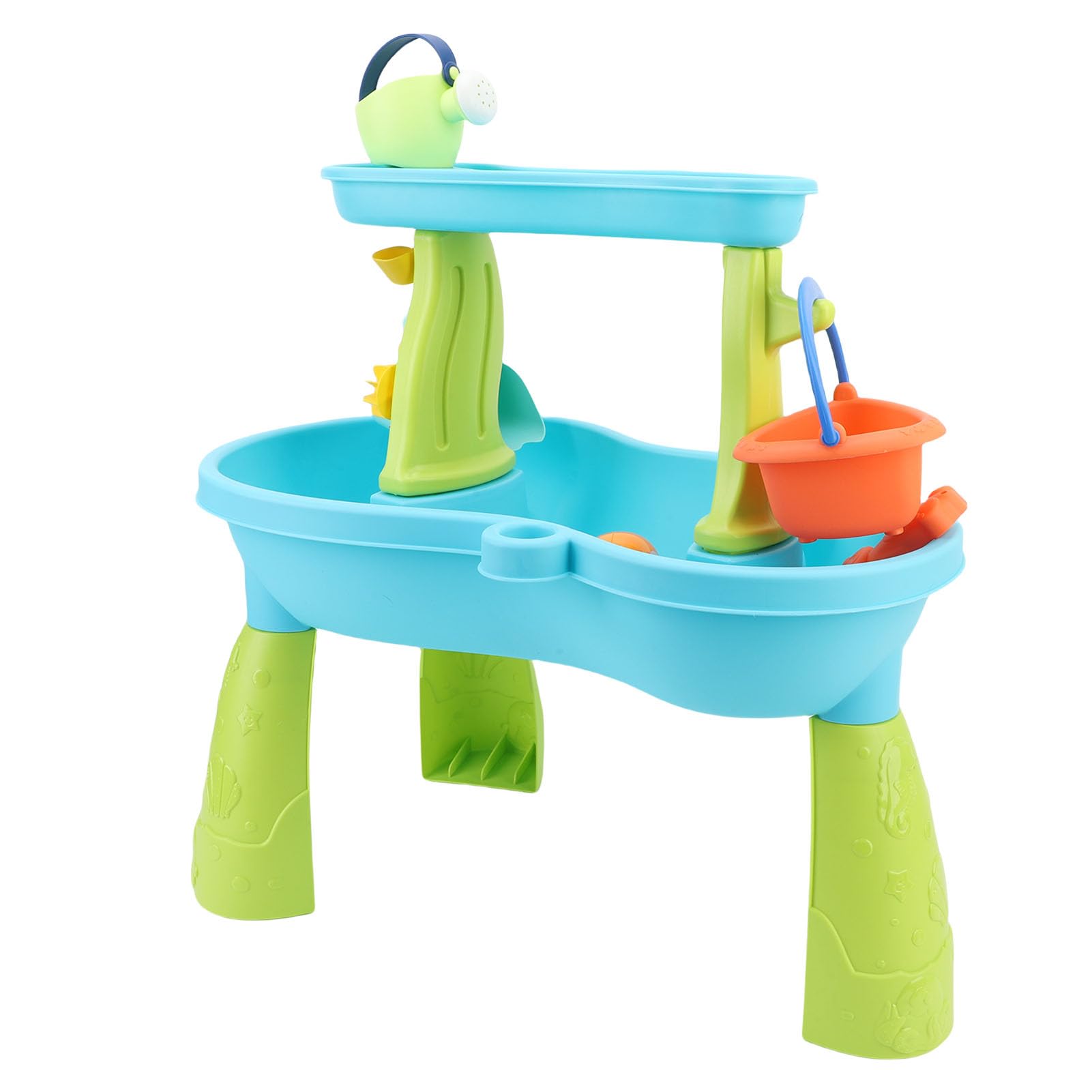 Cryfokt Sand- und Wassertisch für, Großer Wassertisch Im Strandstil mit Zwei Zonen, Kleinkind-, Sensorischer Spieltisch mit Schaufel, Eimer, Formenset für den Innen- und Außenbereich Im Alter von 1