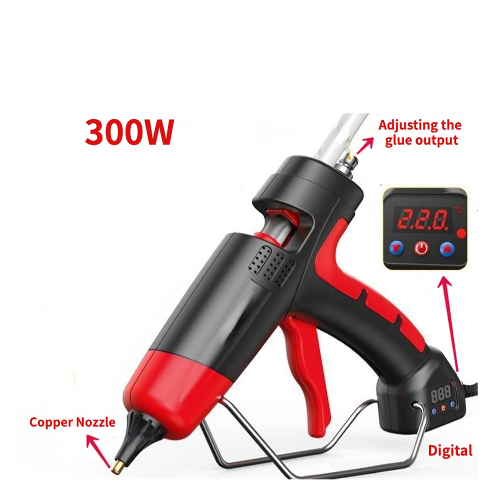 Pistola Silicona Caliente, Pistola de pegamento de fusión en caliente de 300w, pantalla Digital, boquilla de cobre ajustable con temperatura, bolígrafos de pegamento de 11 Mm, herramienta de bricolaje