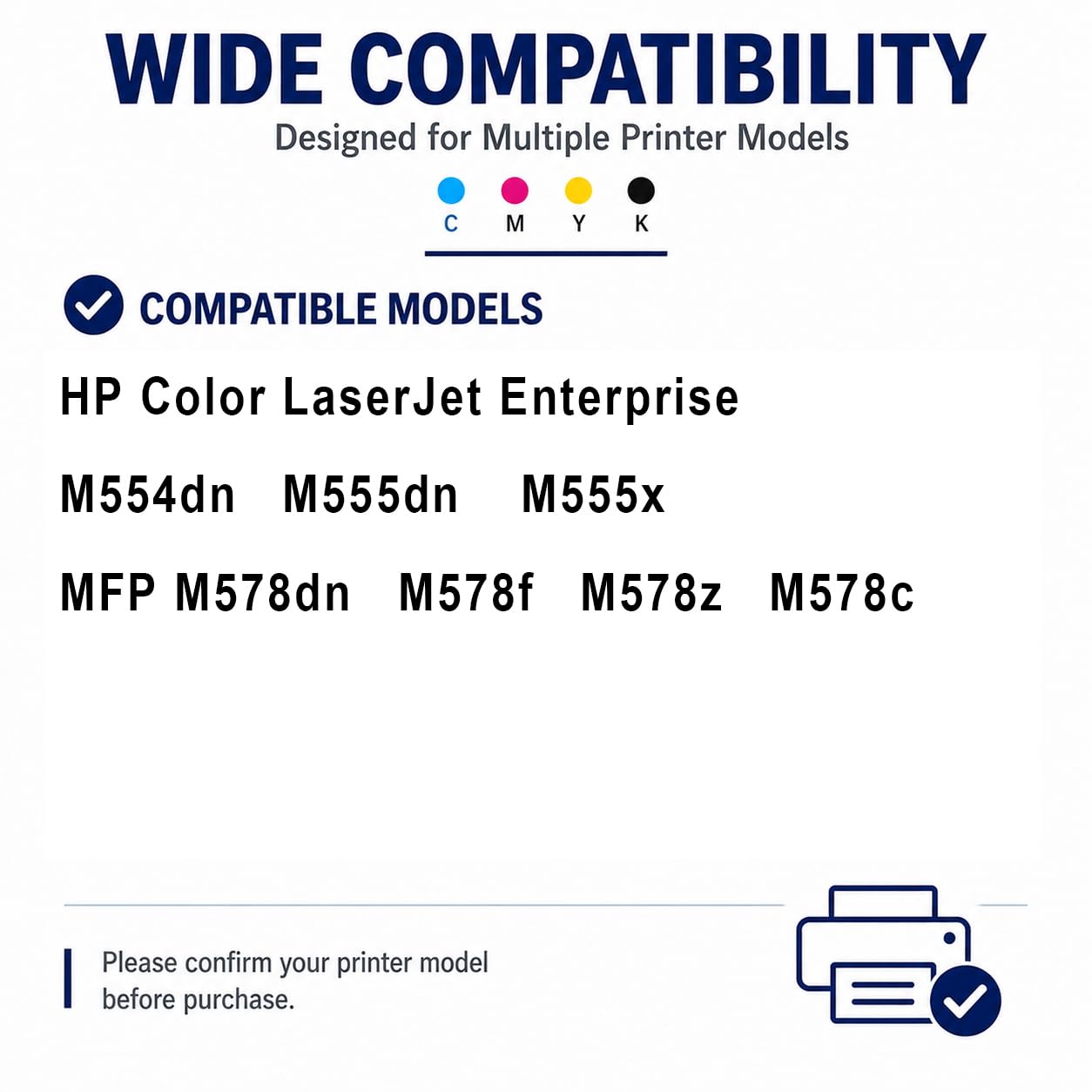 Remplacement de la Cartouche de Toner à Haut rendement W2120X Convient à W2120X W2121X W2122X W2123X, Compatible avec HP Color LaserJet Managed M554dn M578F M555DN, 4 Paquets Noir