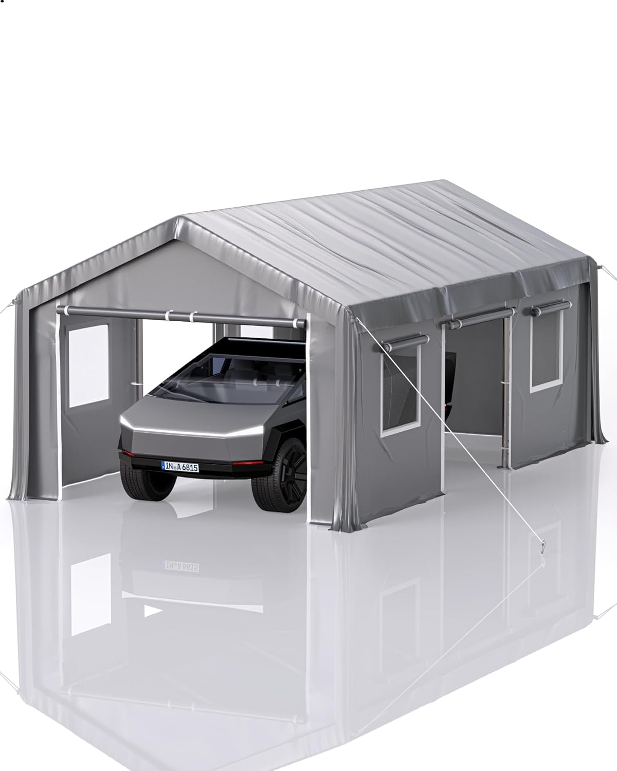 10 x 20x 10 Portable Garage, Heavy Duty Carport with 180G Side Walls, Front and Rear Doors, Car Shelter for Trucks, Boats, and SUVs - Grey 10 x 20x 10 Portable Garage, Heavy Duty Carport with 180G Side Walls, Front and Rear Doors, Car Shelter for Trucks, Boats, and SUVs - Grey