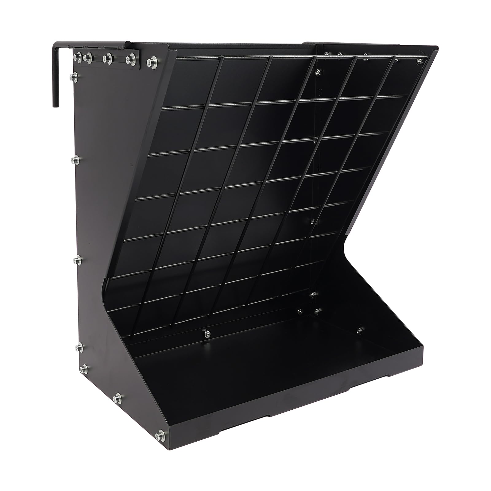 Heuraufe Vieh Hängende Futterraufe aus Stahl 56x33x60 cm Heavy-Duty Futterstation Futterspargitter Haken Ziegen Schafe Pferde 2 in 1 Hay Grain Salt Feeder Schwarz