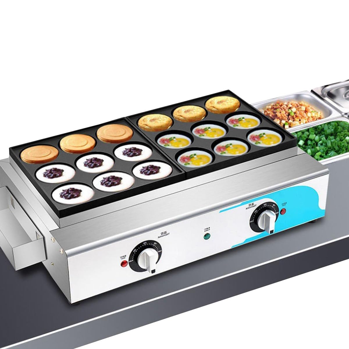 AYCDL Omelet Pan, Electric Heating Griddle with Temperature Control 50-300℃, Ideal for Cooking Meat and Burgers, 18-Cup Capacity