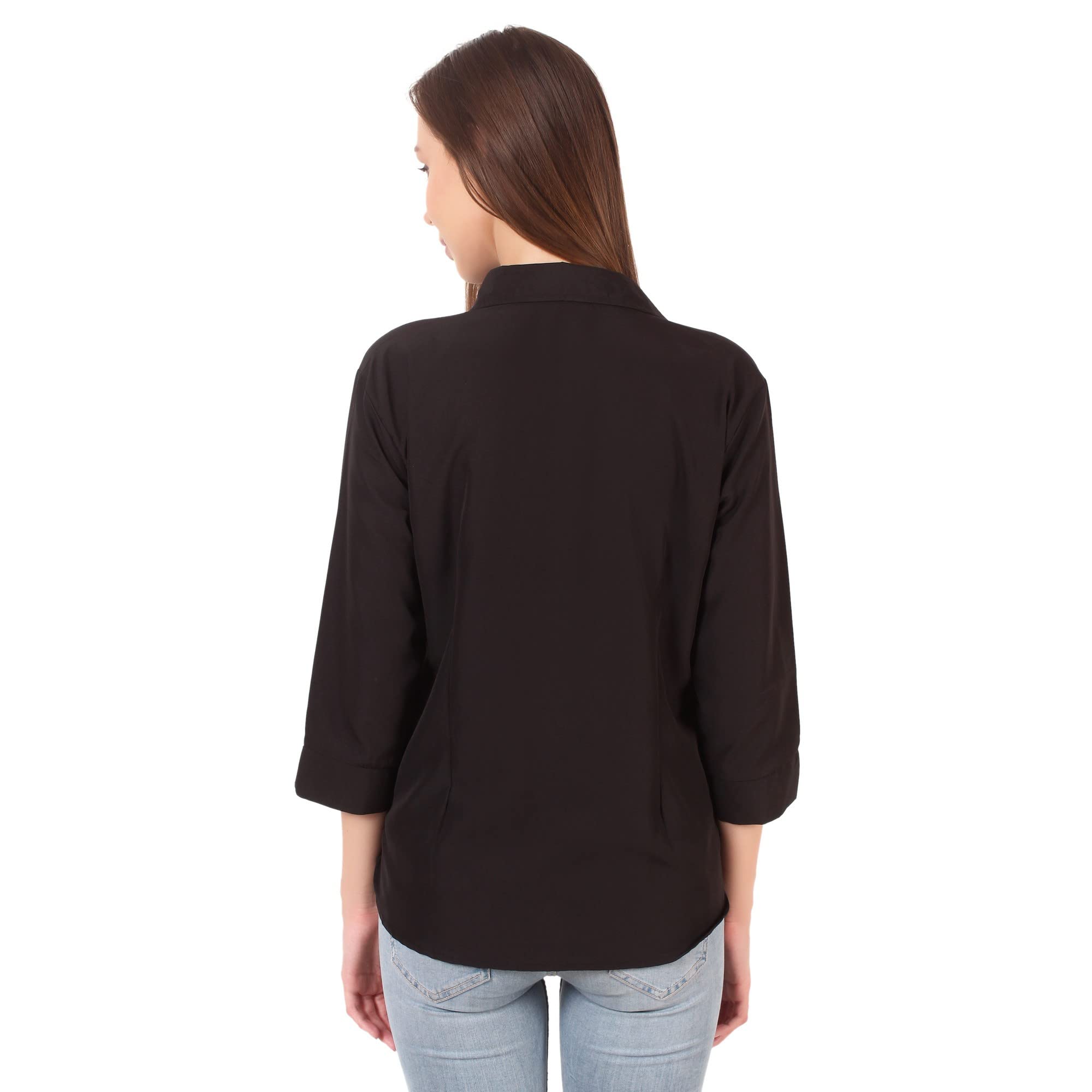 Mamnoon Trendy Formal Women and Girls Shirts Black and White S Size Pack of 2 1