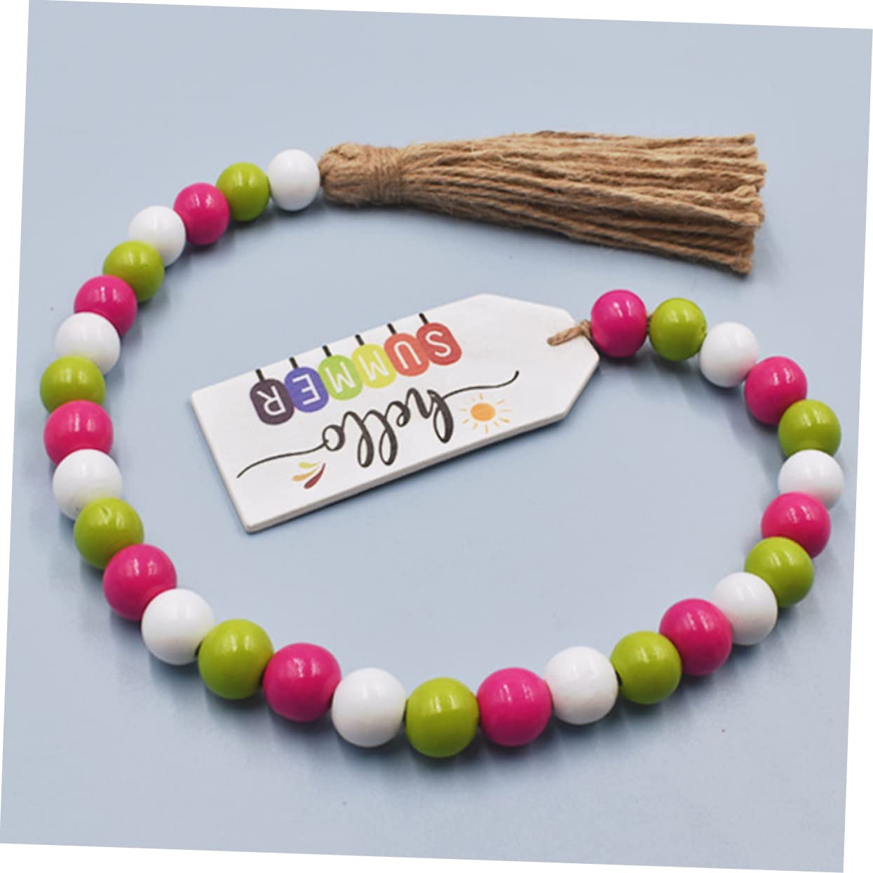 Angoily Rustic Wall Decor Wooden Bead Garland Tassels for Tiered Tray Party Dec